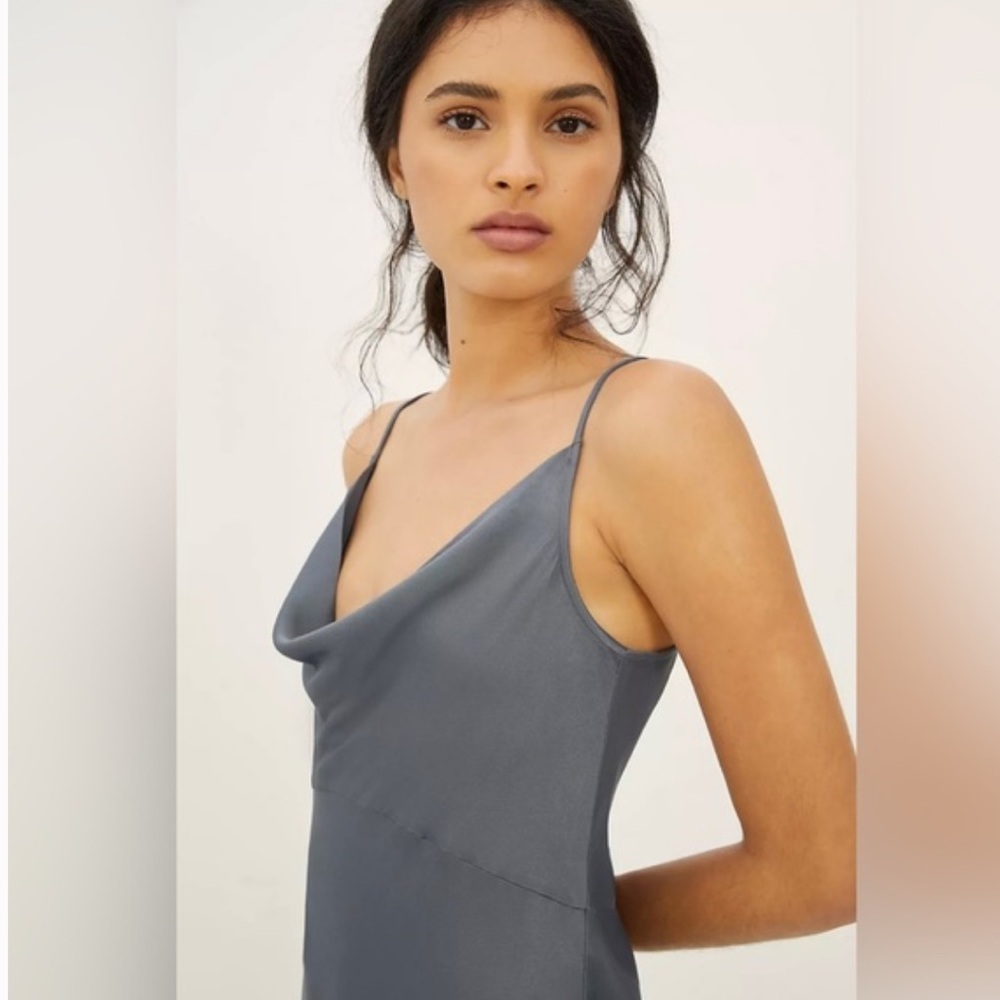 Anthropologie The Elyse Slip Dress in Carbon NWT size L - Picture 4 of 7